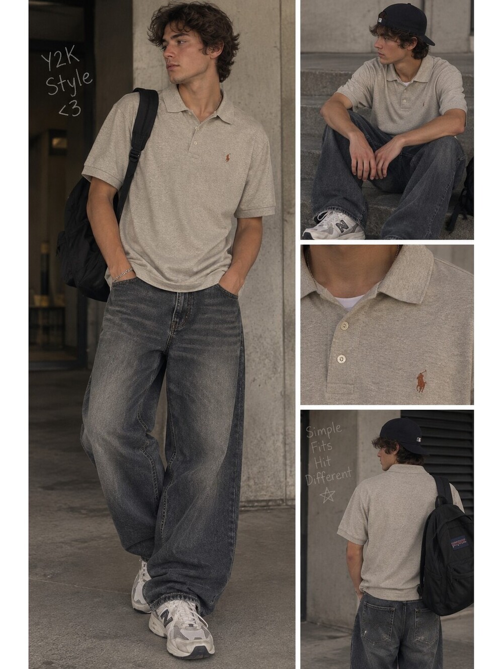 Y2K Polo Ralph Lauren Men's Gray Pima Soft Touch Polo Shirt XL